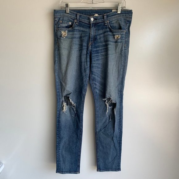 Rag & Bone Women's Dash Wembly Destroyed Knee Jeans Size 28 - Picture 1 of 9